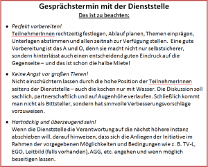 Gesprächstermin mit der Dienststelle